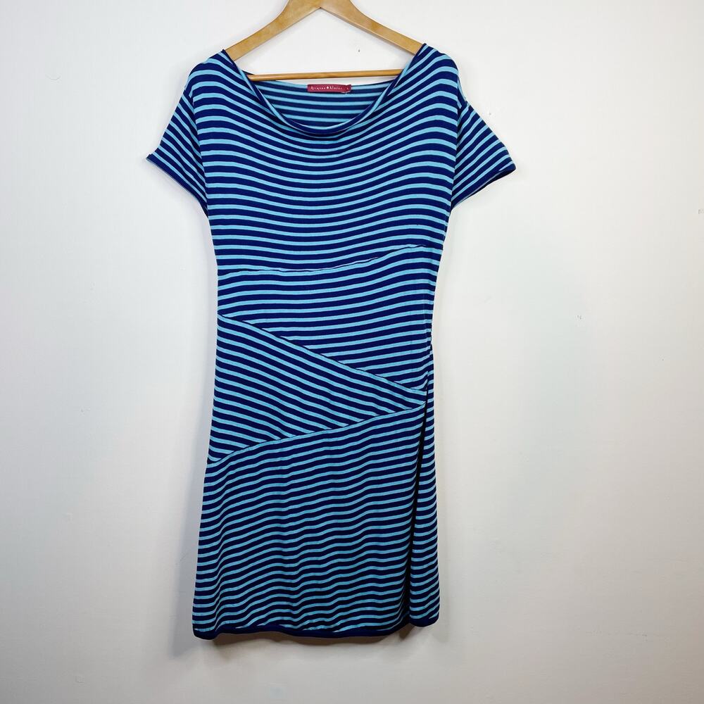 Krimson Klover Lightweight Knit Boatneck Striped Dress Cotton Blend womens L